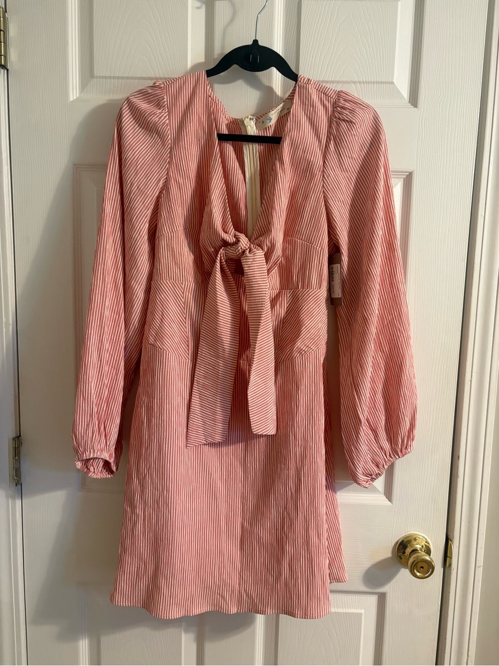 Striped Tie-Front Mini Dress in Pink